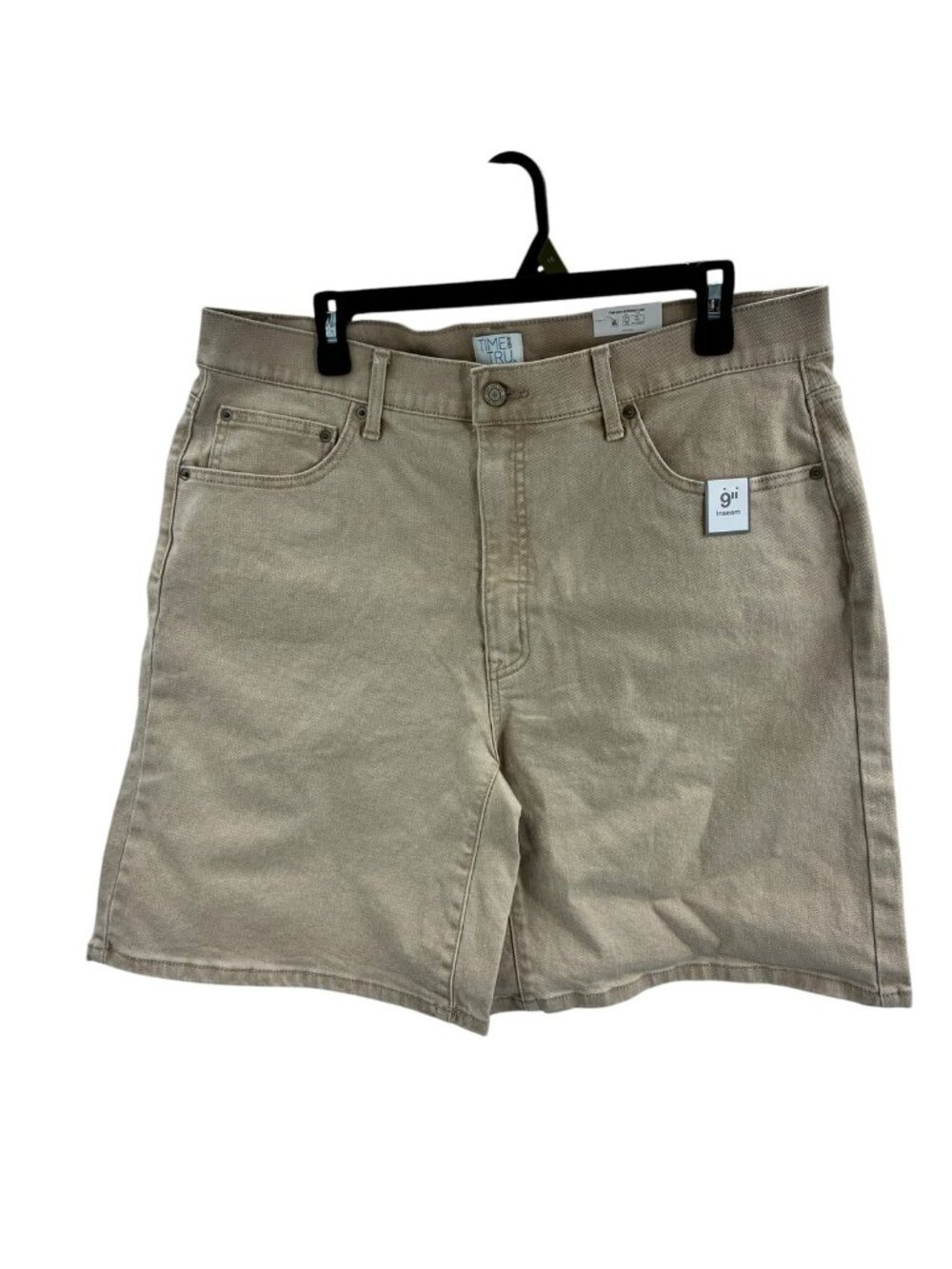 Time and Tru Womens Tan Denim Bermuda Shorts Size 16 High Rise 9" Inseam New